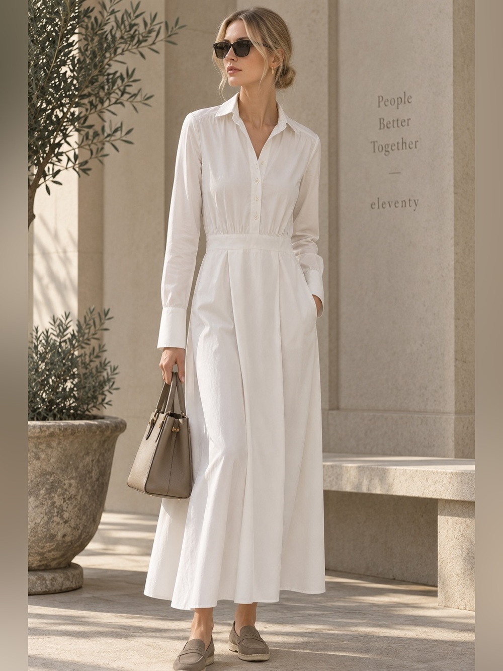 Eleventy  White Dress Shirt -White
